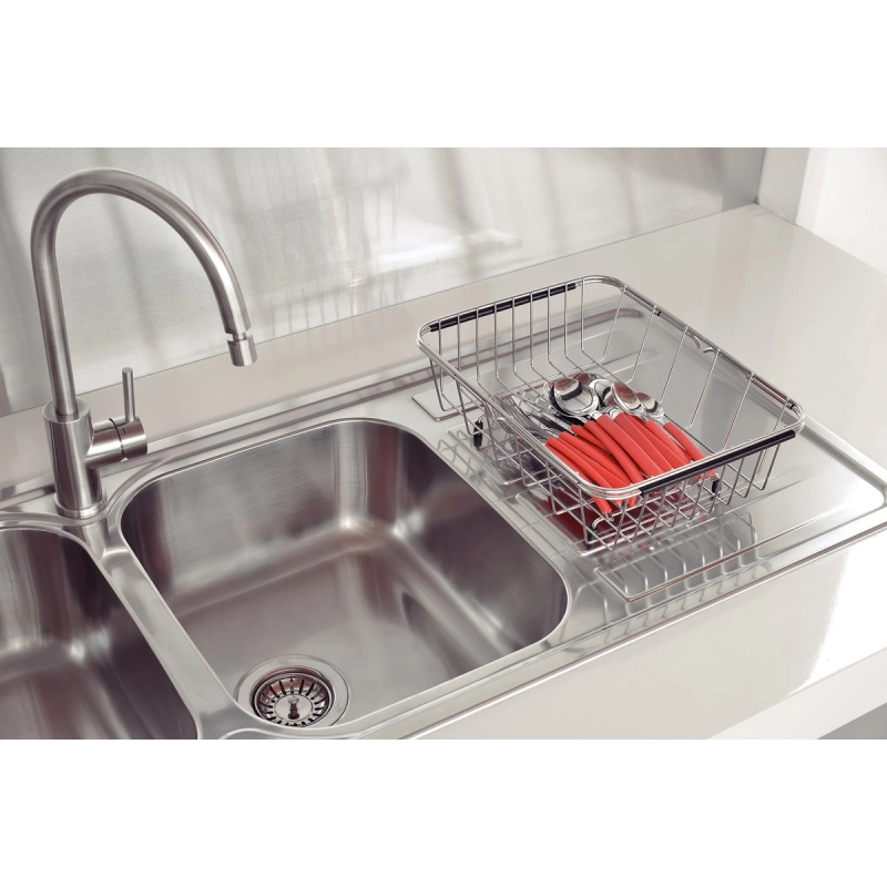 Cesto Aramado Retangular Tramontina em Aço Inox com Alça Regulável para Cubas e Pias