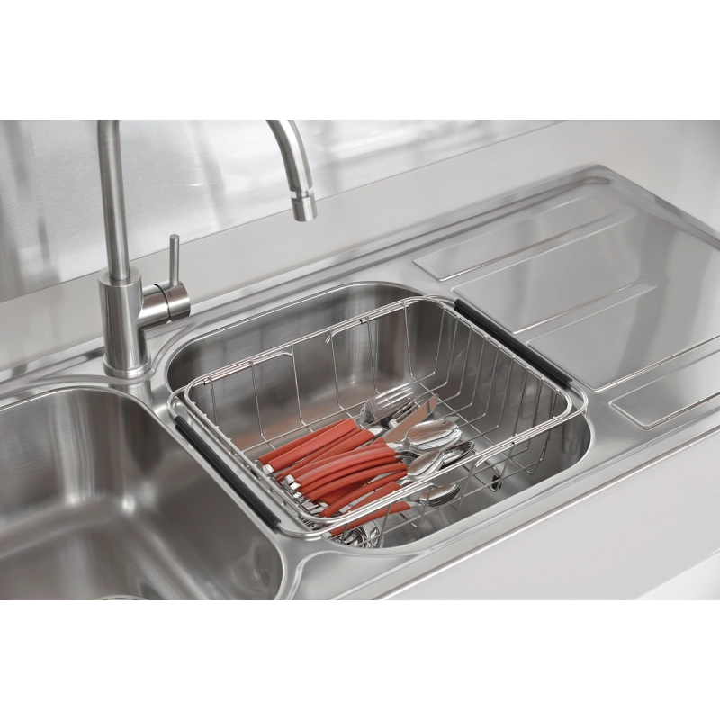 Cesto Aramado Retangular Tramontina em Aço Inox com Alça Regulável para Cubas e Pias
