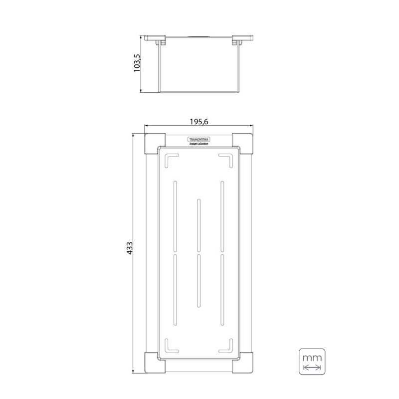 Cesto Coador Tramontina Design Collection Acessórios em Aço Inox com Acabamento Scotch Brite 19x43 cm