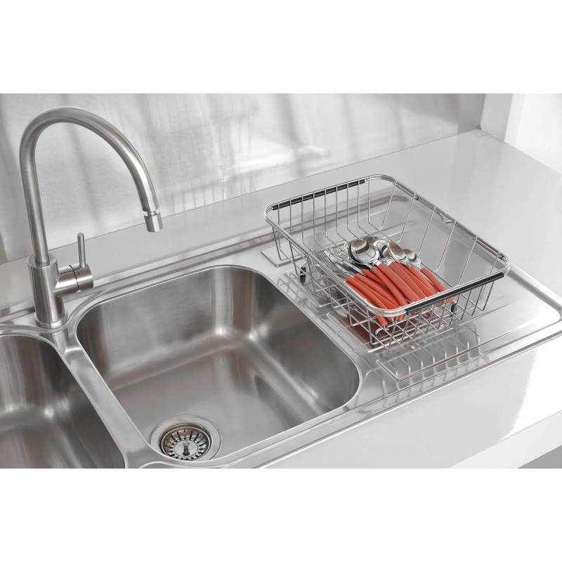 Cesto Aramado Retangular Tramontina em Aço Inox com Alça Regulável para Cubas e Pias